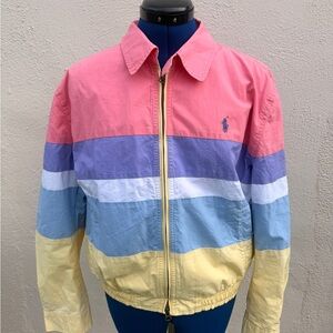 NWT POLO Ralph Lauren women’s Large Windbreaker Jacket Cropped Pastels Spring